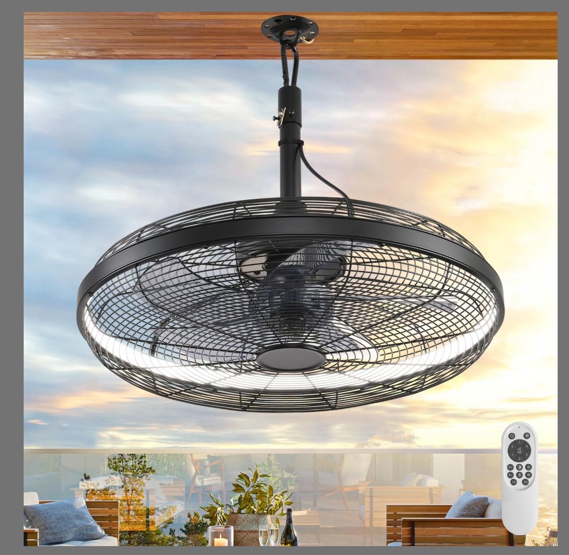 Several Types Outdoor Plugin Fans With Lights 