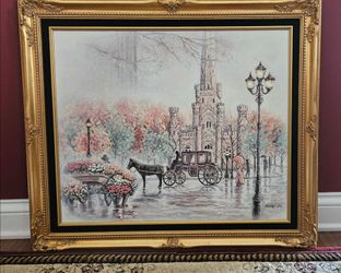 Miran Lee "Chicago Water Tower" Original Oil Painting Framed Canvas Signed