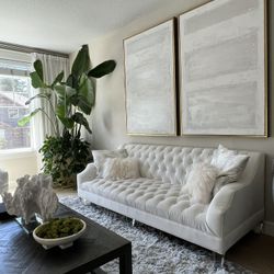 Velvet like Easy clean couch and chair with acrylic legs