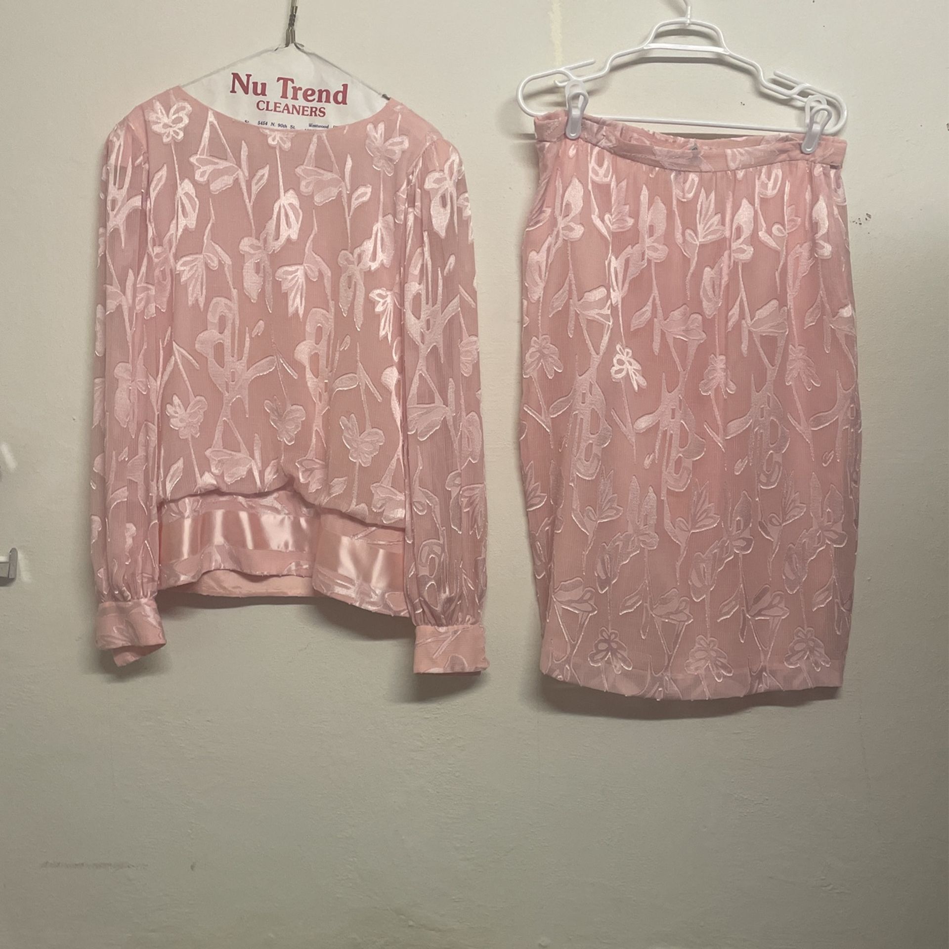 Rimini Woman’s Blouse And Matching Skirt Pink Size 14