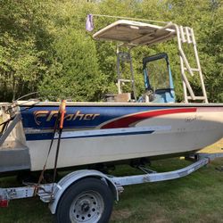 2000 Fisher Welded Aluminum Boat With Rebuilt Galvanized Trailer,.