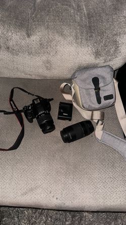 Canon DSLR Camera with Two Lenses and Bag