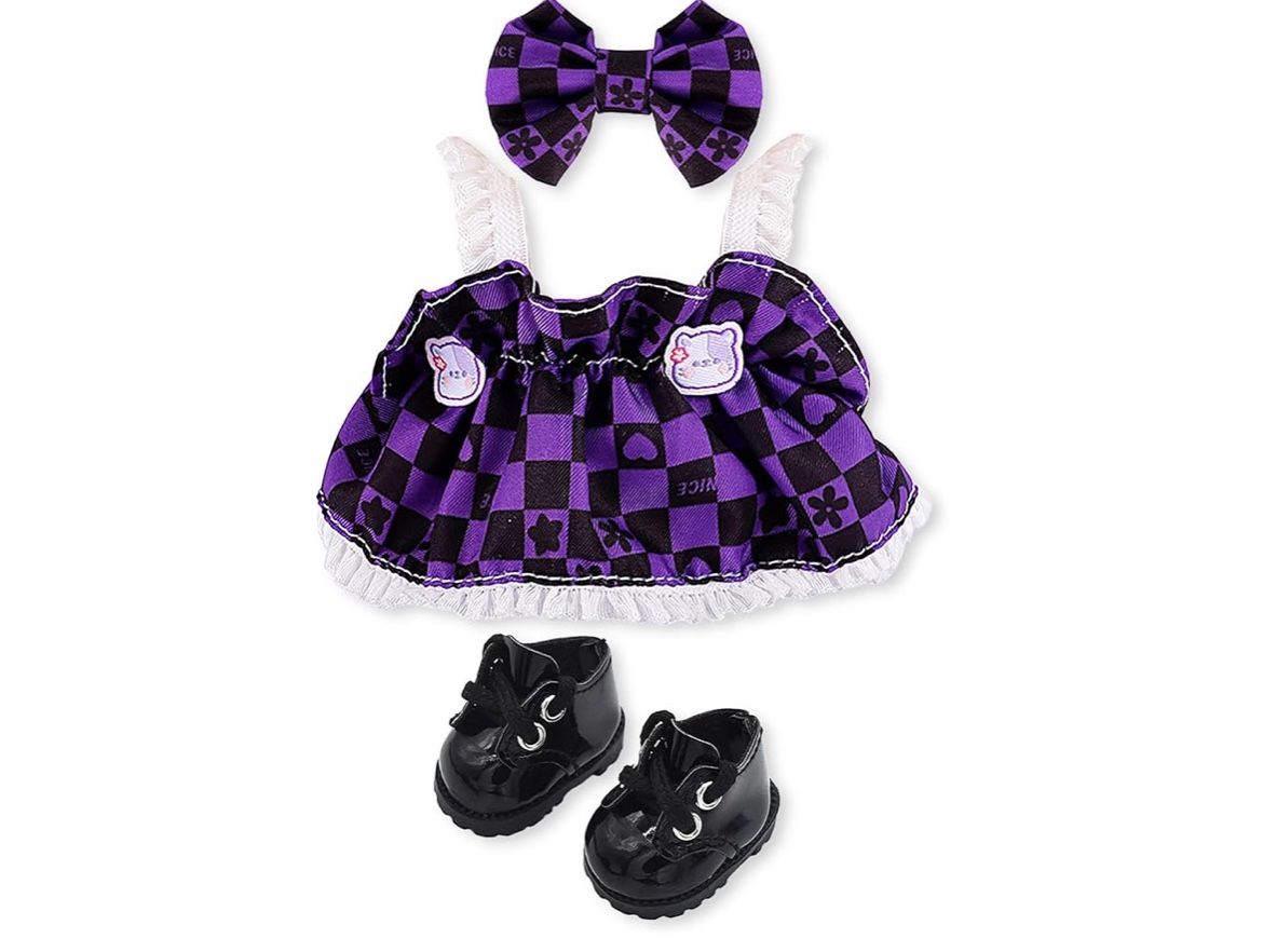 Brand: FXiaoy Handmade Clothes for 17cm Doll，Suitable for 17cm Doll Accessories, Cute Clothing, Cute Clothes for Dress up Unique Style- Purple Skirt +
