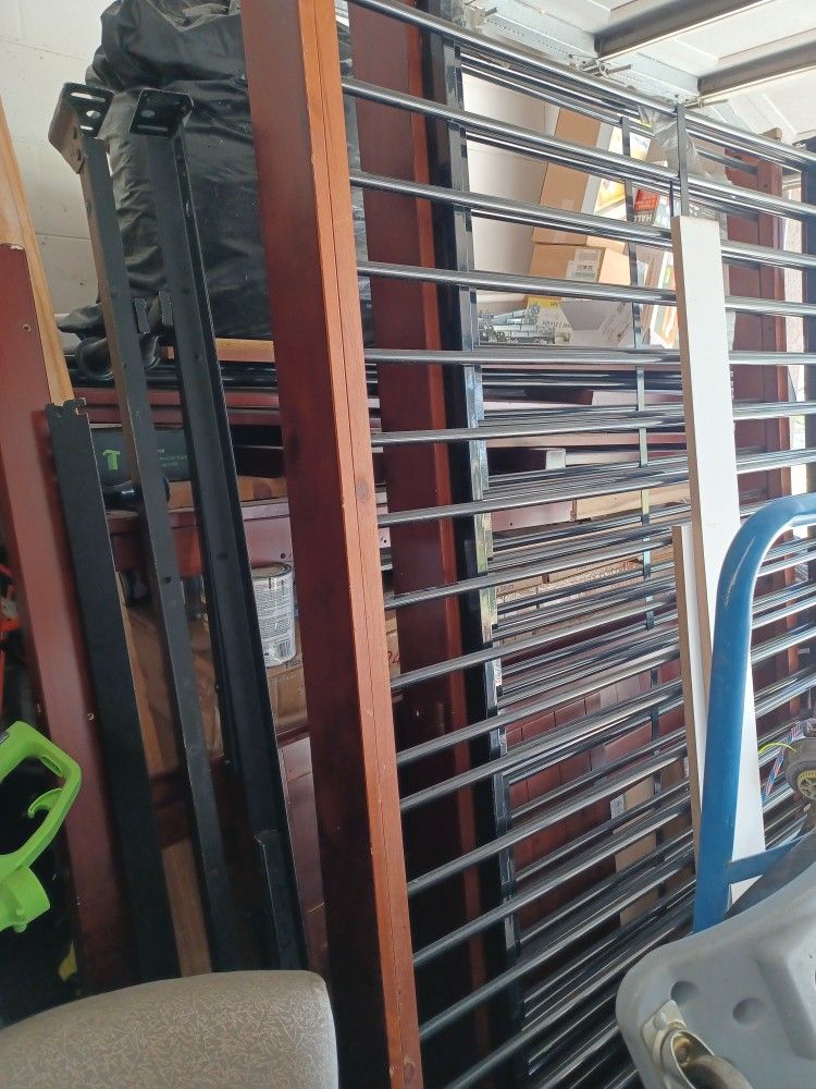 Twin over full wood bunk bed and stair dresser storage