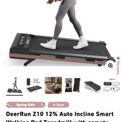 DeerRun Z10 12% Auto Incline Smart Walking Pad Treadmill with remote control-Black