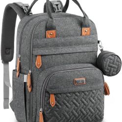 BabbleRoo Unisex Diaper Bag Backpack Dark Gray