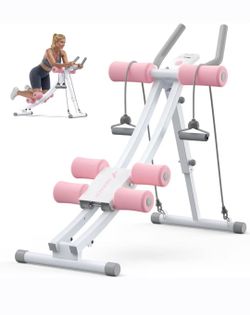 Pink Dual Track Ab Machine, Adjustable Ab Trainer Machine, Ab Workout Equipment, NEW