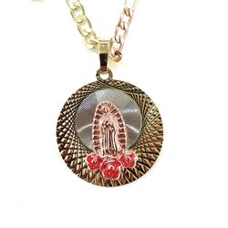 Gold Plated Virgen De Guadalupe Pendant With Chain