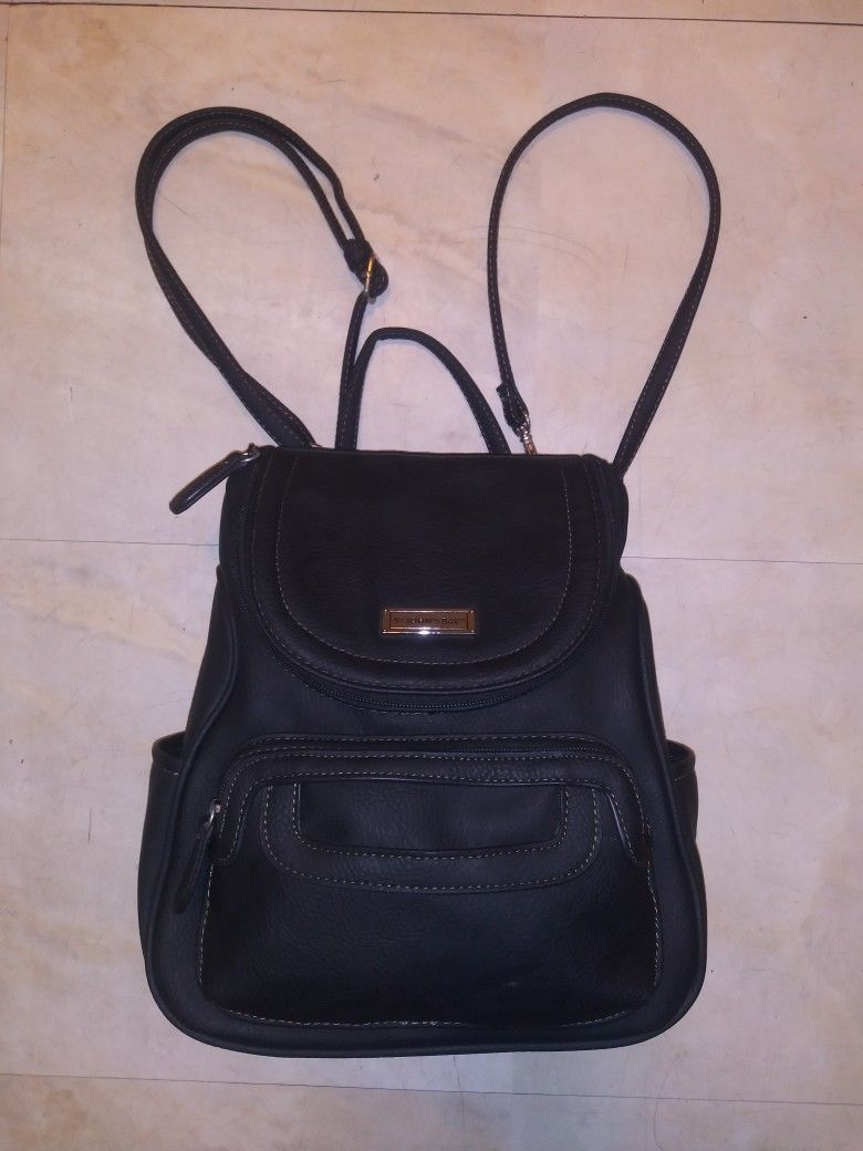 St. John's Bay Black Leather Major Backpack/Purse