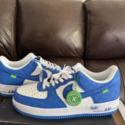 Brand New! Blue Nike X Louis Vuitton Air Force 1 