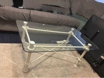 Ethan Allen White Metal & Glass Coffee Table – Great Condition