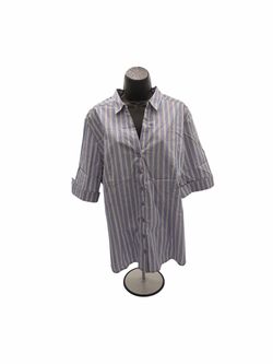 NY&C Blue Striped XXL Button-Down Shirt