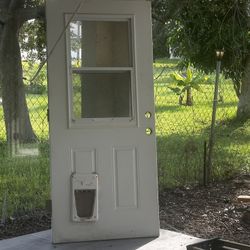 Exterior door with small dog opening 