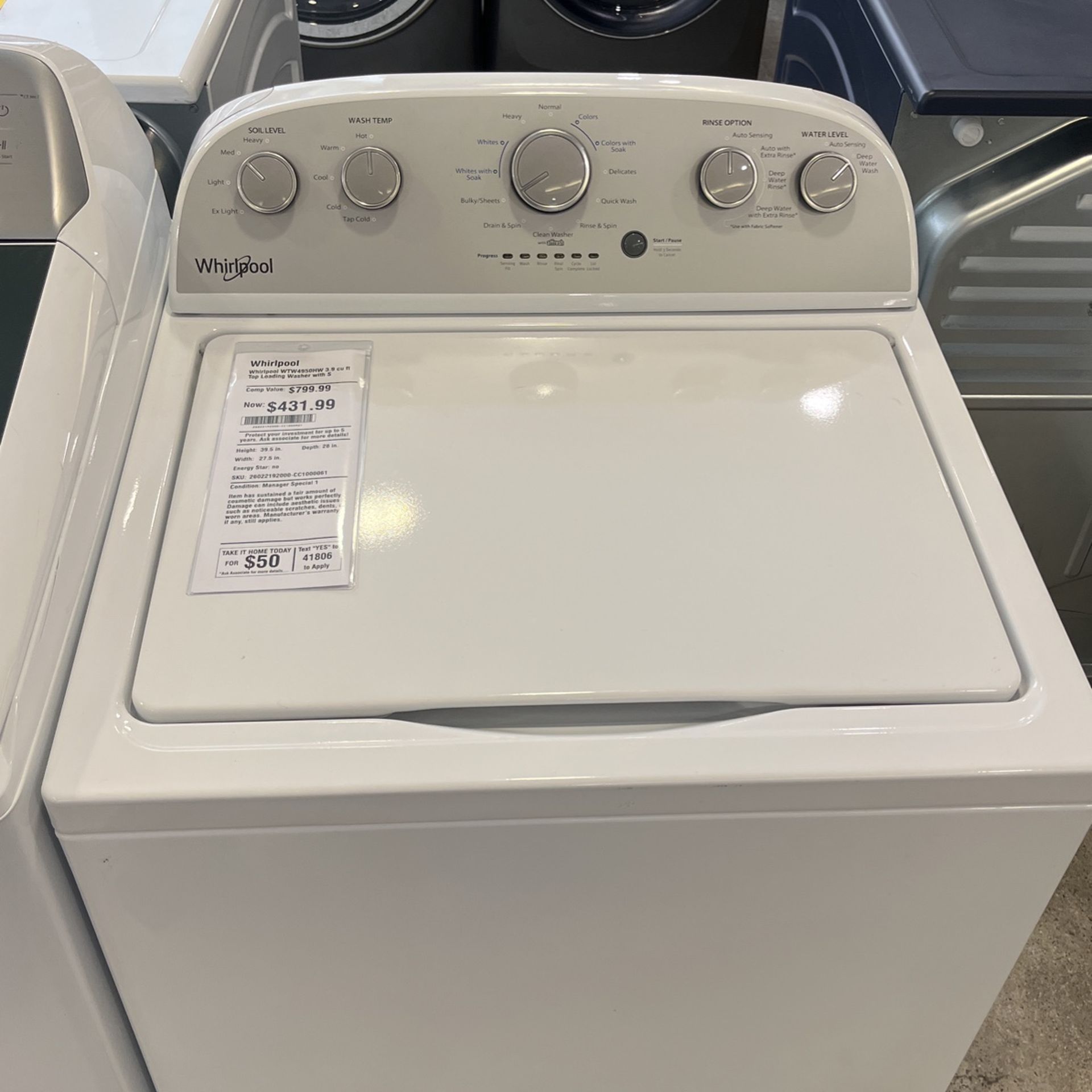 【WOOHWA】WASHER WRAP PT GE 27 in. 4.5 cu. ft. Top Load Washer with Agitator