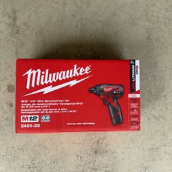 M12 12V Lithium-Ion Cordless 1/4 in. Hex Screwdriver Kit w/ (2) 1. 5Ah Batteries, Charger, Bag