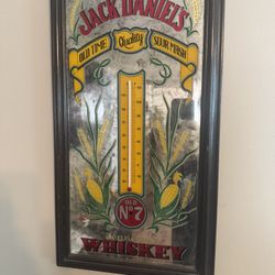 Wood Framed Jack Daniel’s Mirror/thermometer