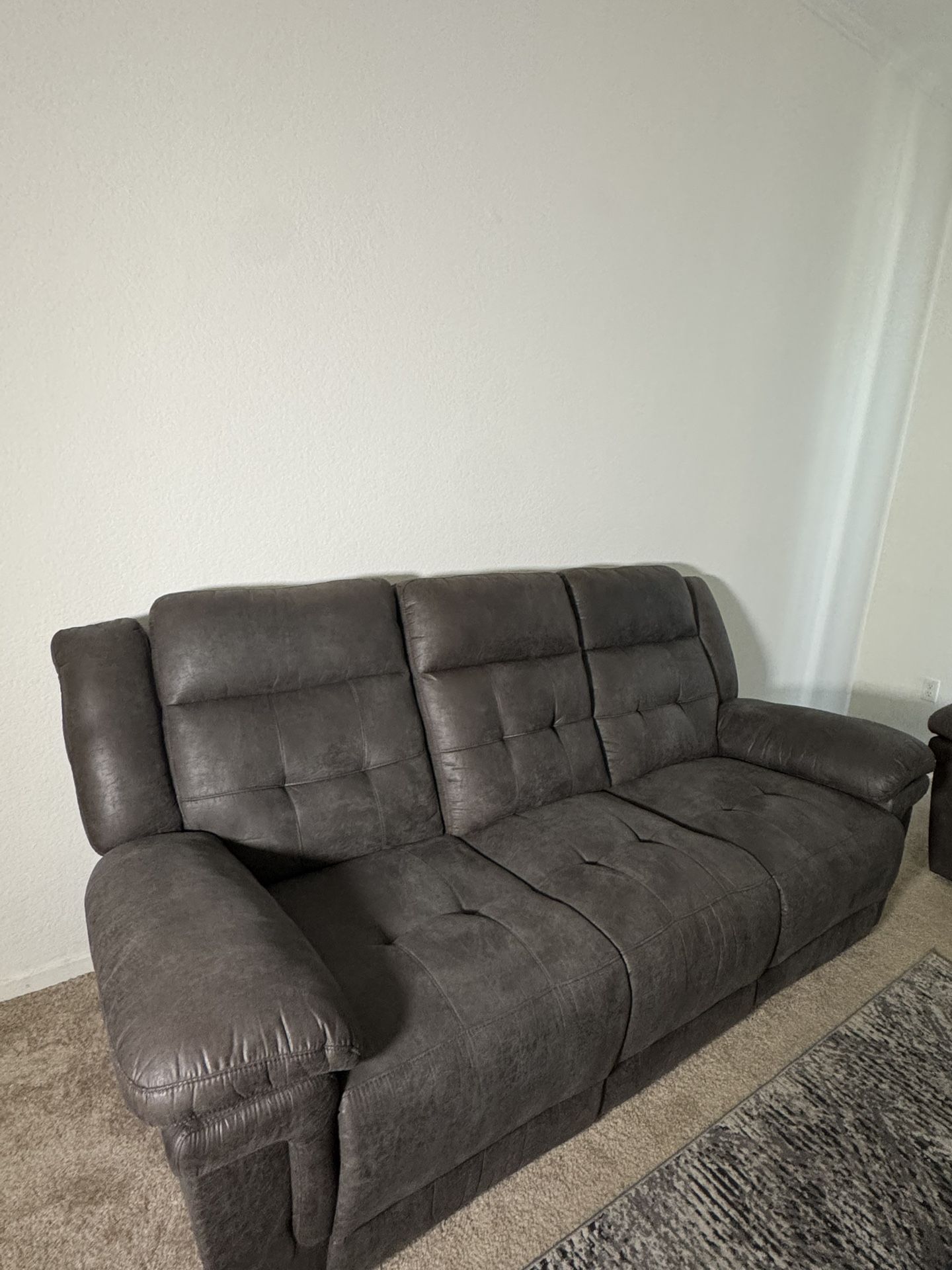 Grey Reclining Couch Set β 2 Sofas w/ Footrests β Good Condition