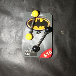 Yellow And Black Batman Tongue Rings