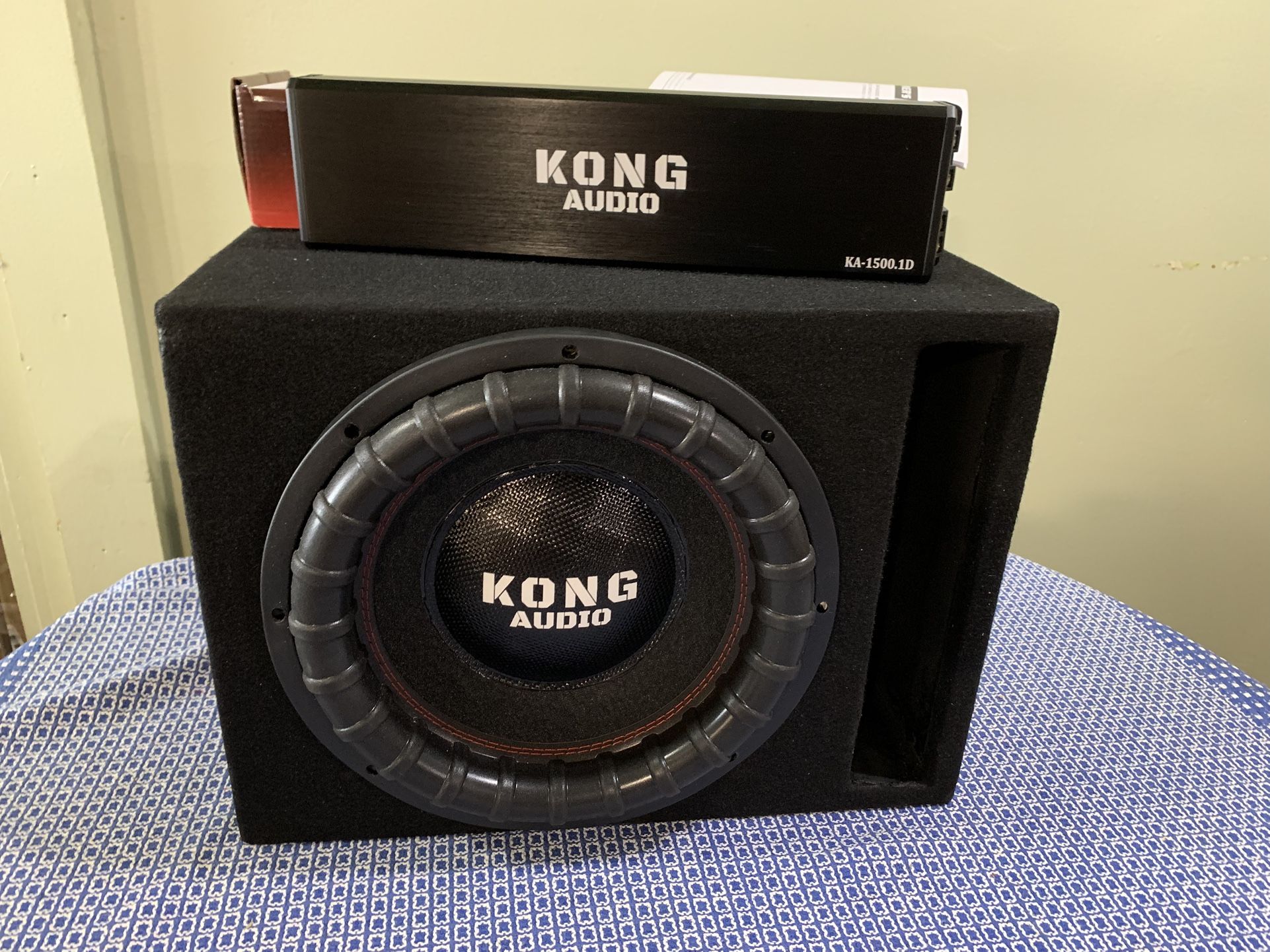 New 12” Kong Subwoofer + Box + Amplifier Bass System 