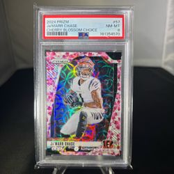 2024 Panini Prizm Ja'Marr Chase Choice Cherry Blossom Prizm /15 PSA 8