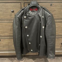 Leather Heavy Jacket.  Moto Style Retro.  Zipper Snaps Front. New  $300   OBO