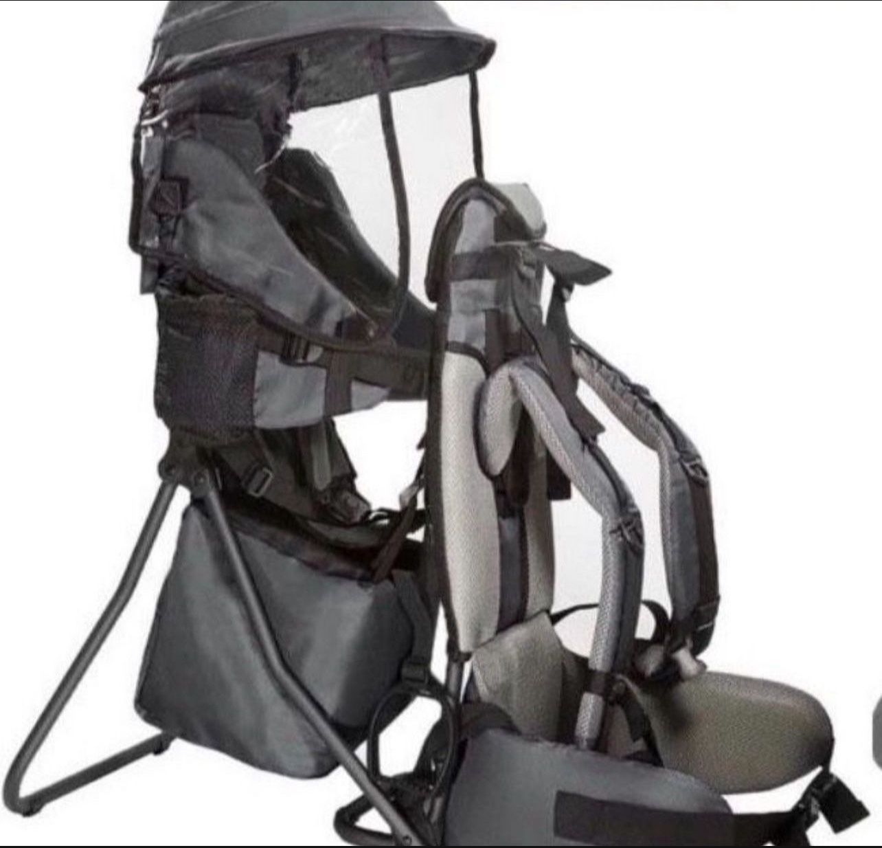 ClevrPlus Cross Country Baby Backpack Carrier, Gray, Toddler Hiking Backpack with Comfortable Seat, Adjustable Straps & Belt, Foldable Frame Lightwei
