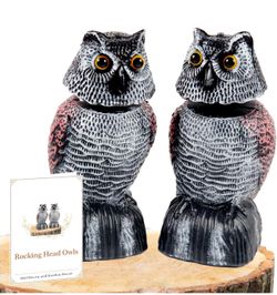 2-Pack 8.3" BobbleHead Owl Decoys Sculpture 