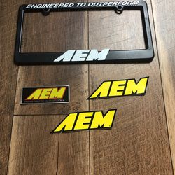 Cover for plates white and black and yellow stickers AEM