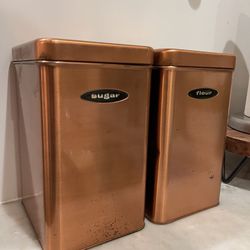 Vintage MCM Copper Masterware Sugar/Flour Kitchen Canisters