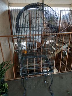 Large Black Metal Bird Cage with Stand