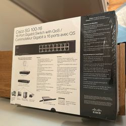 Cisco SG100-16 16-Port Gigabit Switch — NEW Sealed