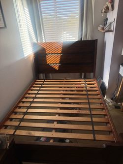 Dark Brown Wood Full Bed Frame