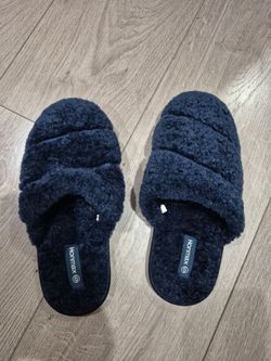 Honmax Navy Blue Fluffy Slippers