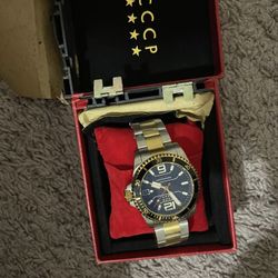 Gold And Silver CCCP Watch With Black Dial