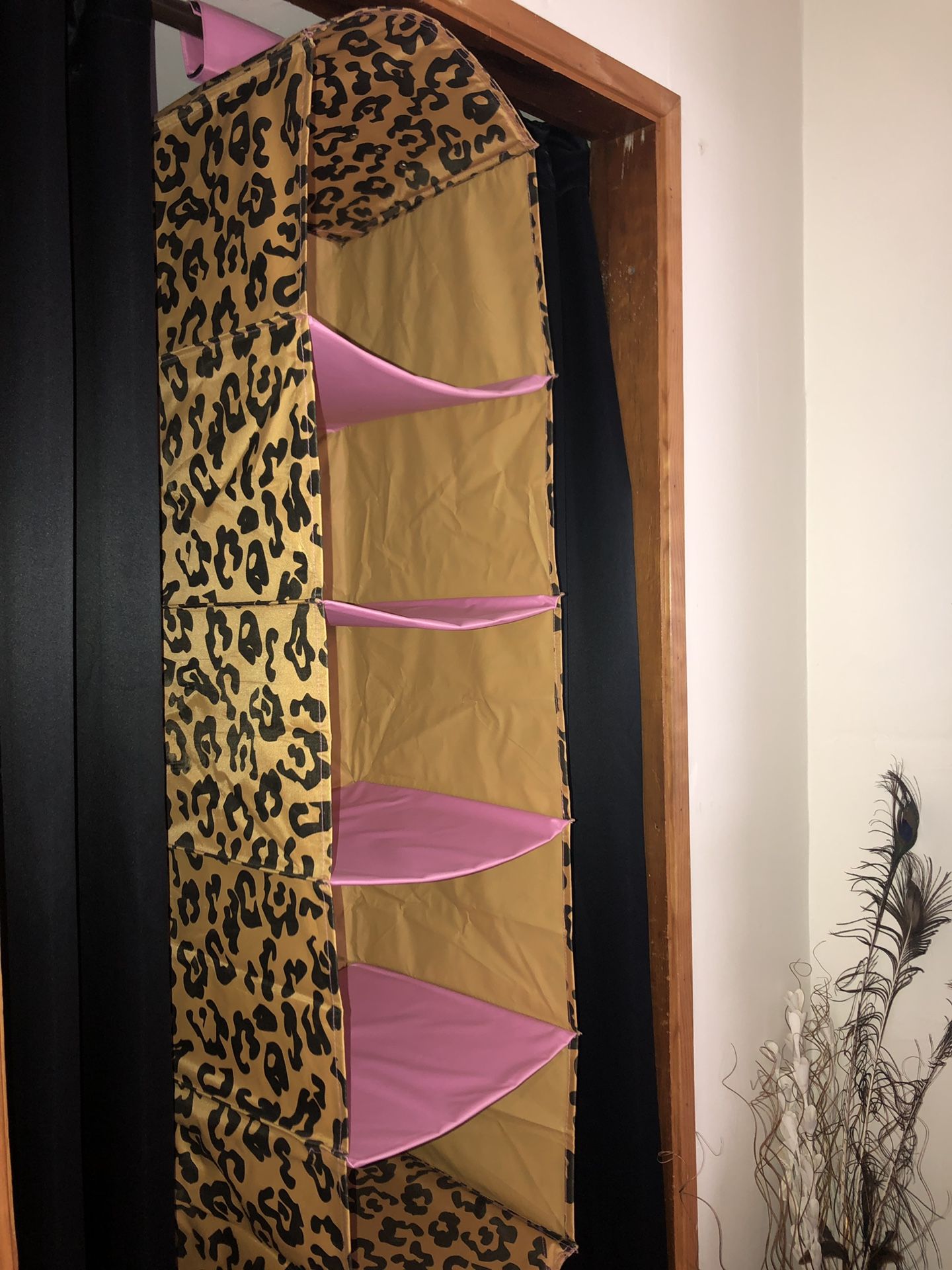 Adorable Leopard Print & Pink Hanging Shelves/Closet Organizer