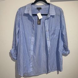 Blue/White Button-Up Size XL