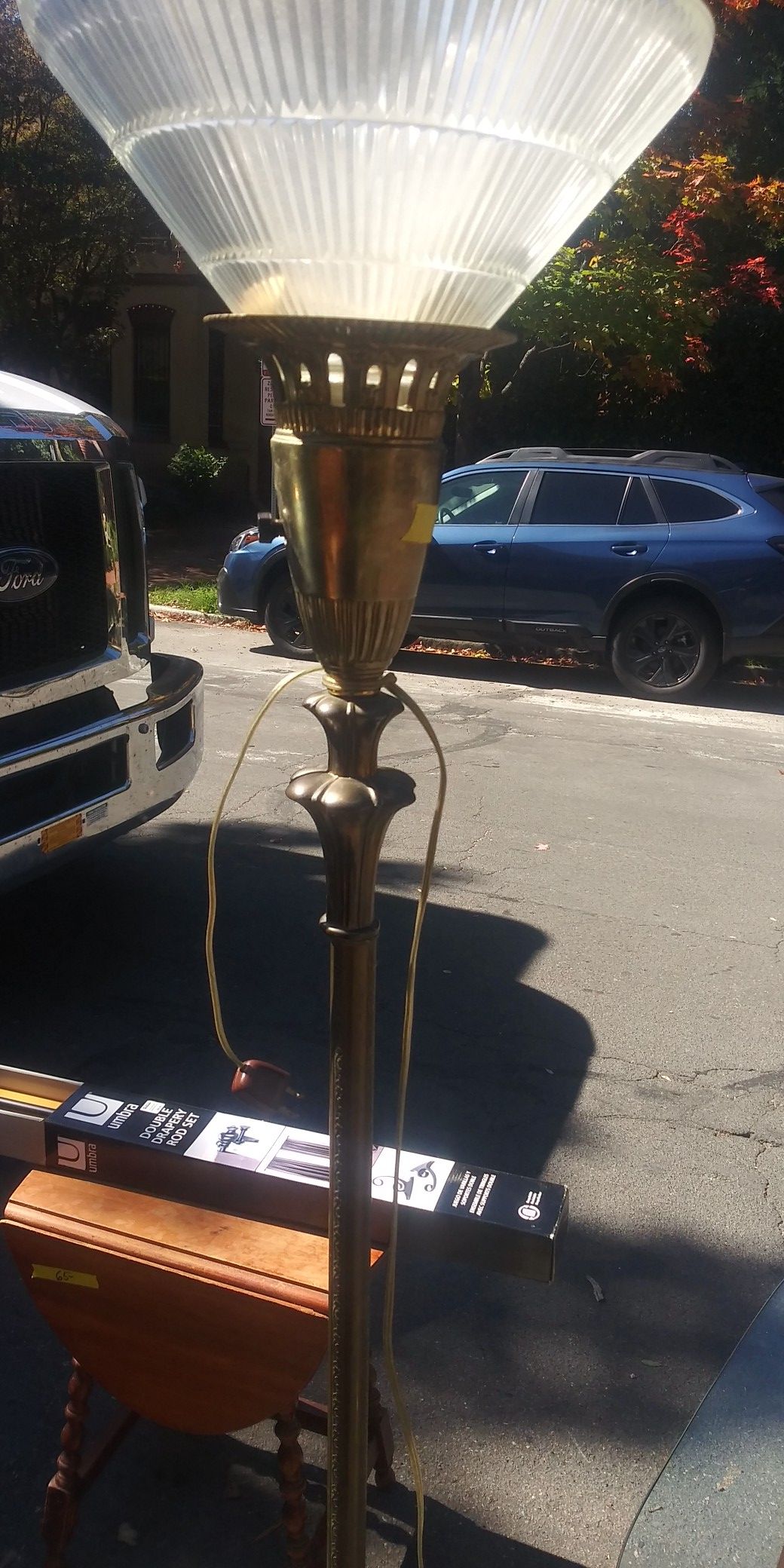 Antique brass crystal lamp