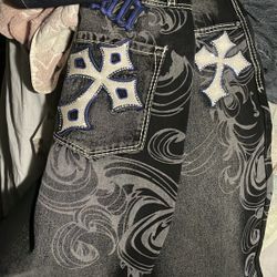 Ninth Hall Ambush Royal Cross Black Wash Loose Fit Jeans