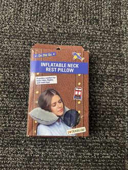 On the Go Inflatable Neck Rest Pillow-Blue I Love Traveling Provides Comfort