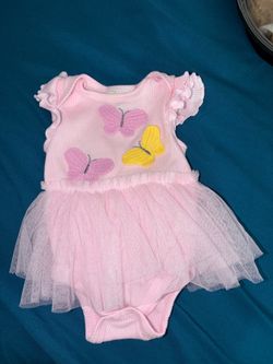 Little Chickadees Light Pink Butterfly Tutu Bodysuit Dress – Size 0-3M