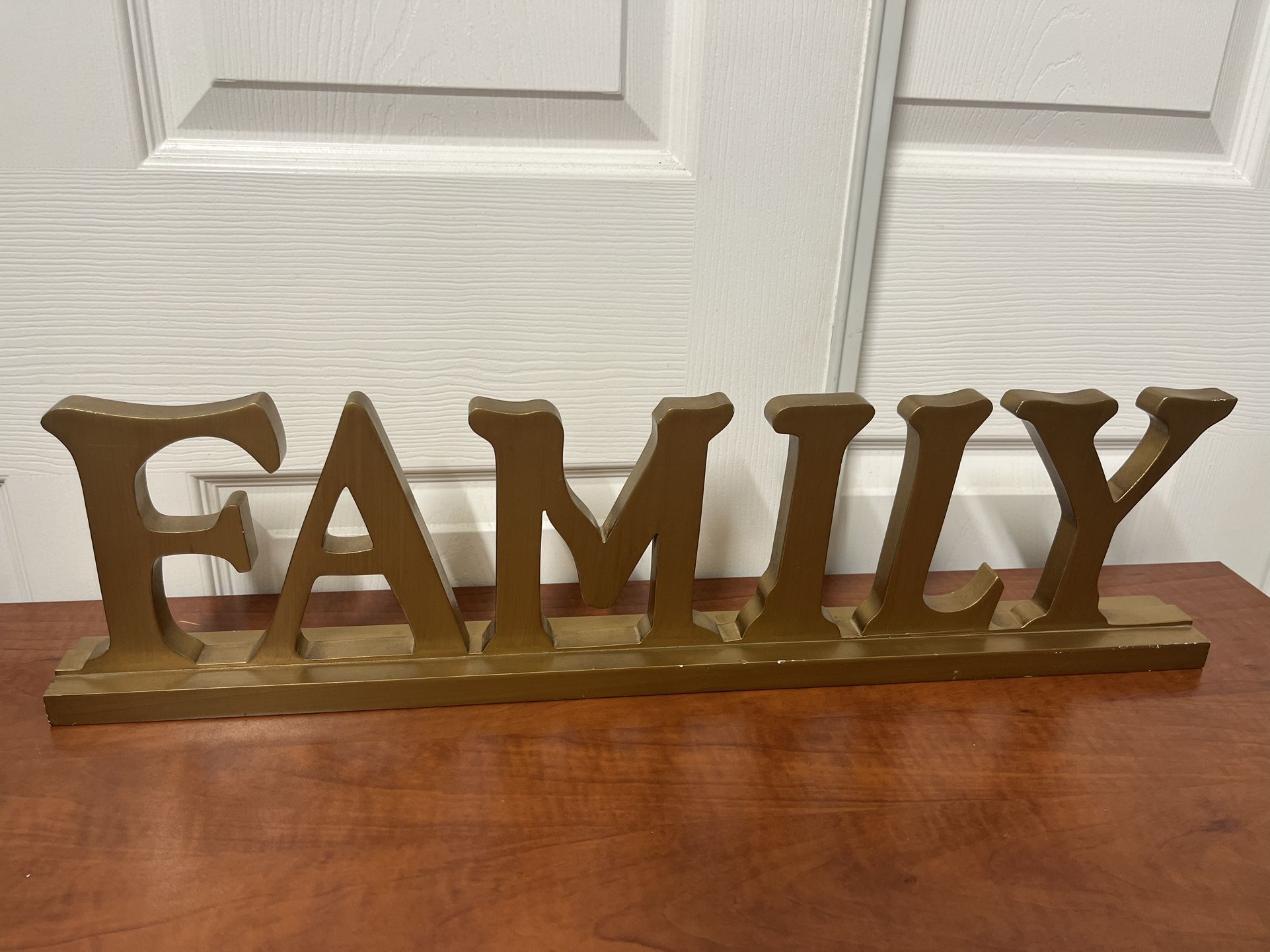 Wood Gold Family Sign 241/2W X 6”T