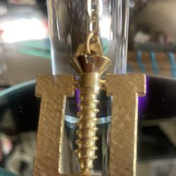 Vintage Novelty Key Chain Goldtone Screw U Clasp Chain Funny Rude Accessory FU