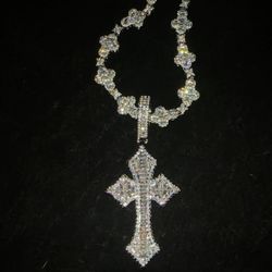 18 k Gold Plated Cross Pendant & Cross Chain 