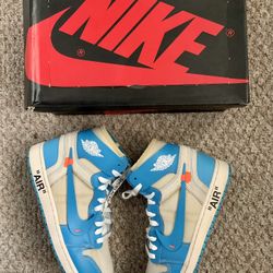 “GRAILS”❤️‍🔥 Nike Jordan 1 OFF WHITE “UNC” Size 10.5 ❤️‍🔥