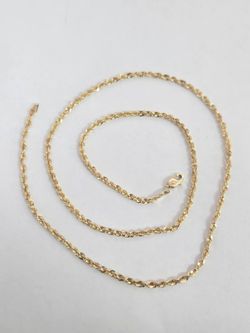 10kt Gold Hollow Rope Chain 22"