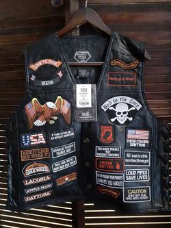Leather Biker Vest w/42 Patches