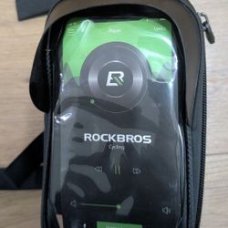 ROCKBROS Bicycle Handlebar Bag Handlebar PU Cycling Phone Holder Zipper Black