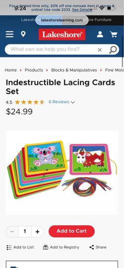 Lakeshore Indestructible Lacing Cards Set