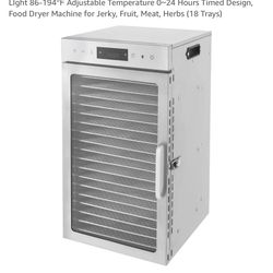 Food Dehydrator 18-Tray Stainless Steel Fruit Dryer with LED LIght 86-194°F Adjustable Temperature 0~24 Hours Timed Design, Food Dryer Machine for Jer