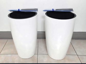 PAIR of 22" White Resin Planters (with Water Level Monitoring) (2 for $65) @ Lasting Creations